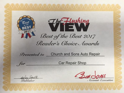 Church and Sons Auto Repair | The Flushing View Best of the Best 2017 | 989-695-6493 | Freeland, MI 48623